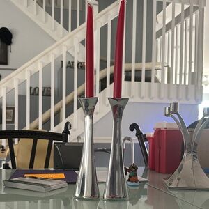 Nambe Silver Base with Red Accents